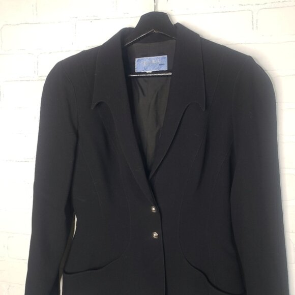 Vintage Thierry Mugler Paris Double Breasted Black Blazer - Picture 2 of 6